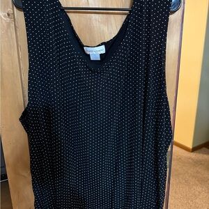 Black Sleeveless Top with White Polka Dots